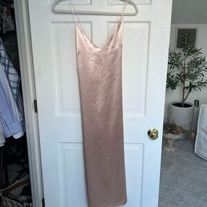 Blush Satin Midi Dress